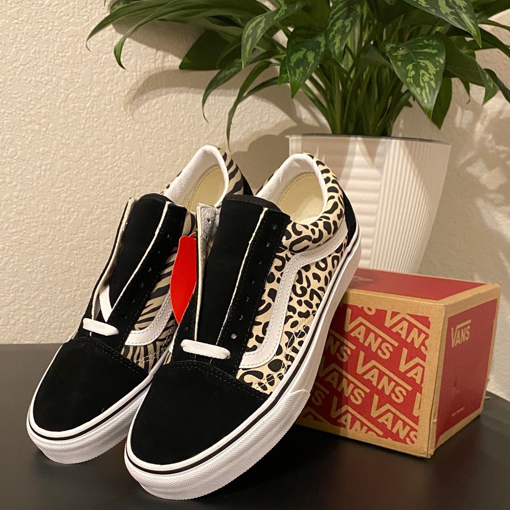 Vans Black and White Animal Pattern Sneakers